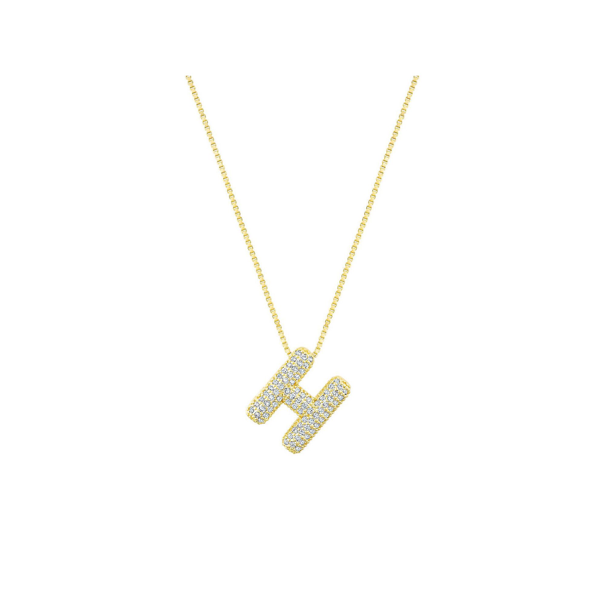 Adornia 14k Gold Plated Pave Bubble Letter Necklace, Womens, Size: 18, 