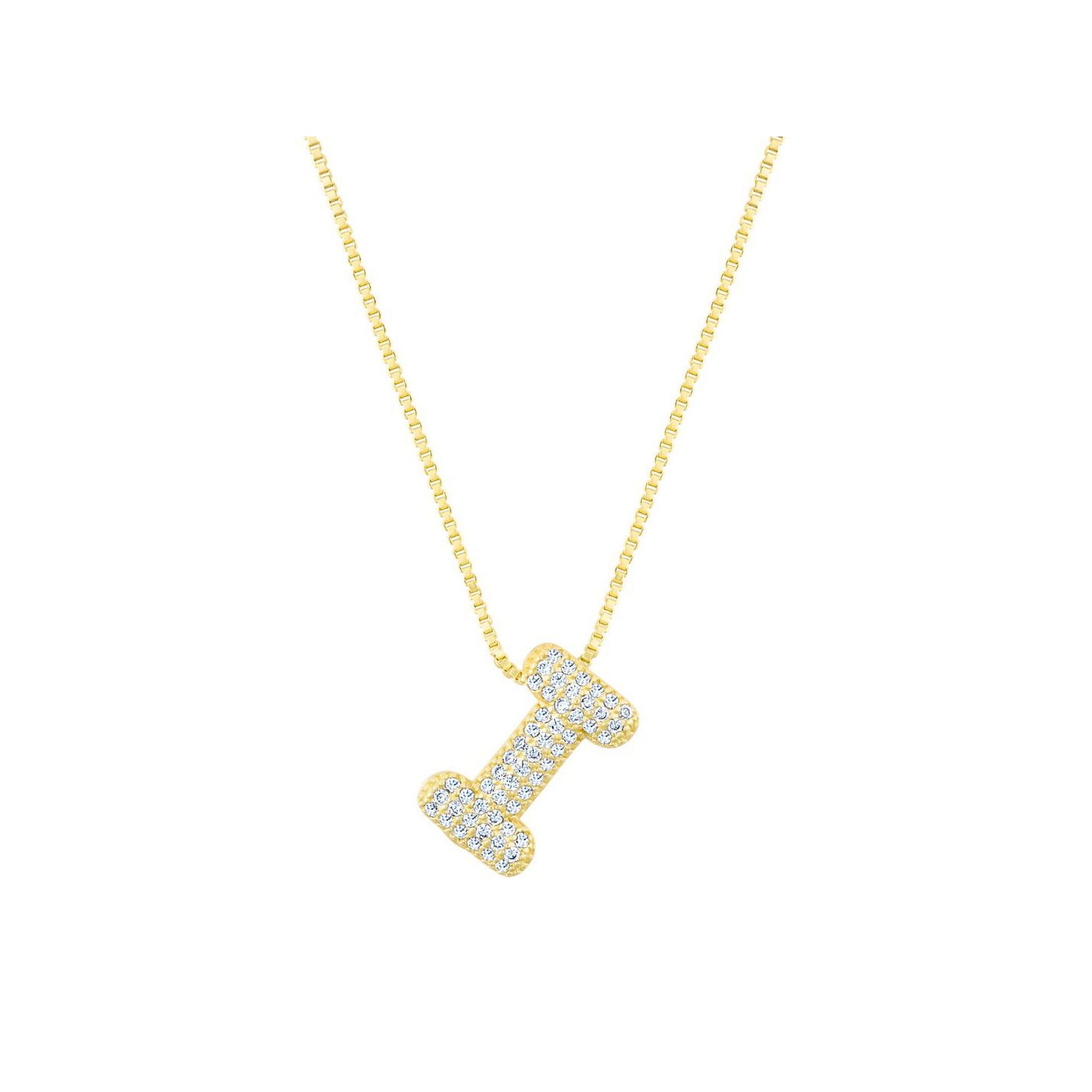 Adornia 14k Gold Plated Pave Bubble Letter Necklace, Womens, Size: 18