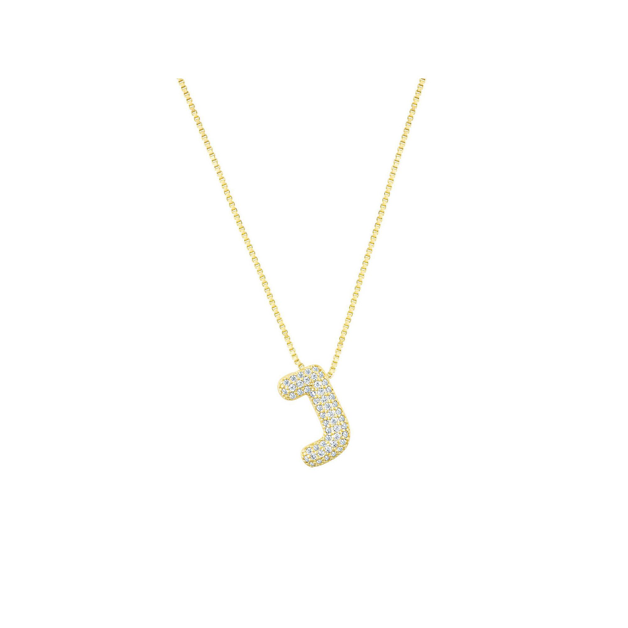 Adornia 14k Gold Plated Pave Bubble Letter Necklace, Womens, Size: 18, 