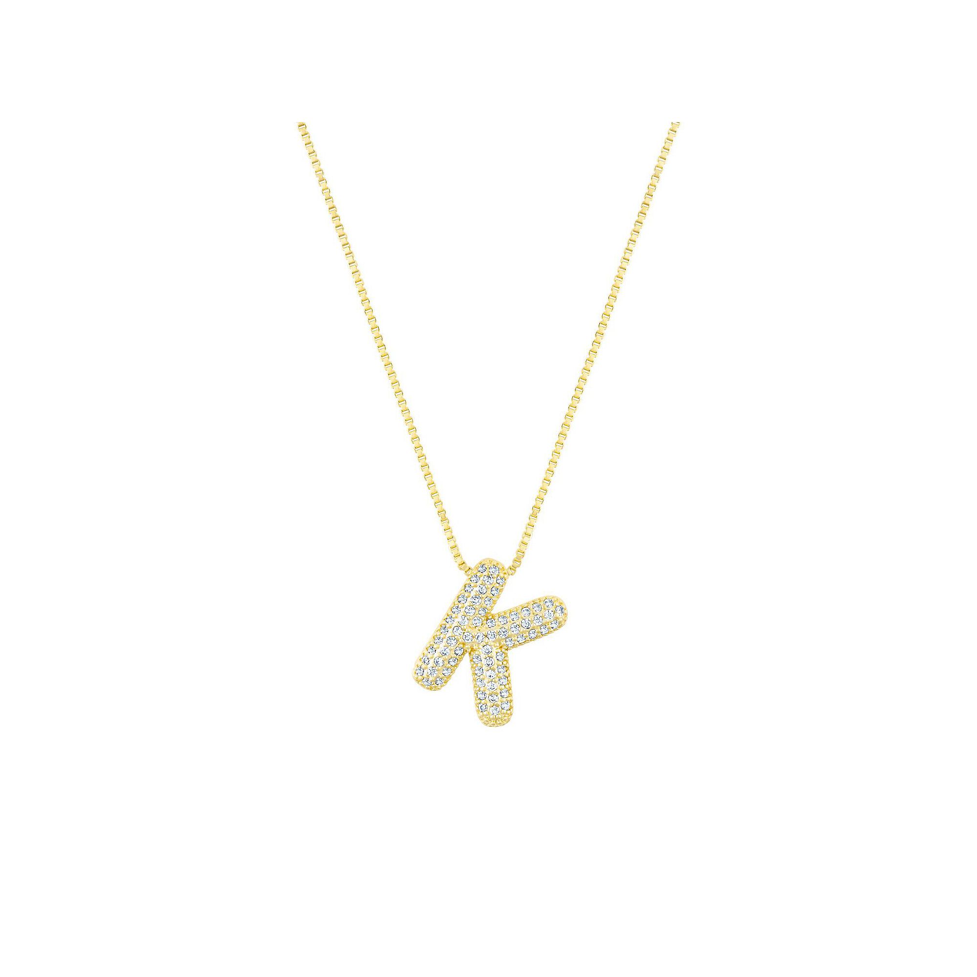 Adornia 14k Gold Plated Pave Bubble Letter Necklace, Womens, Size: 18