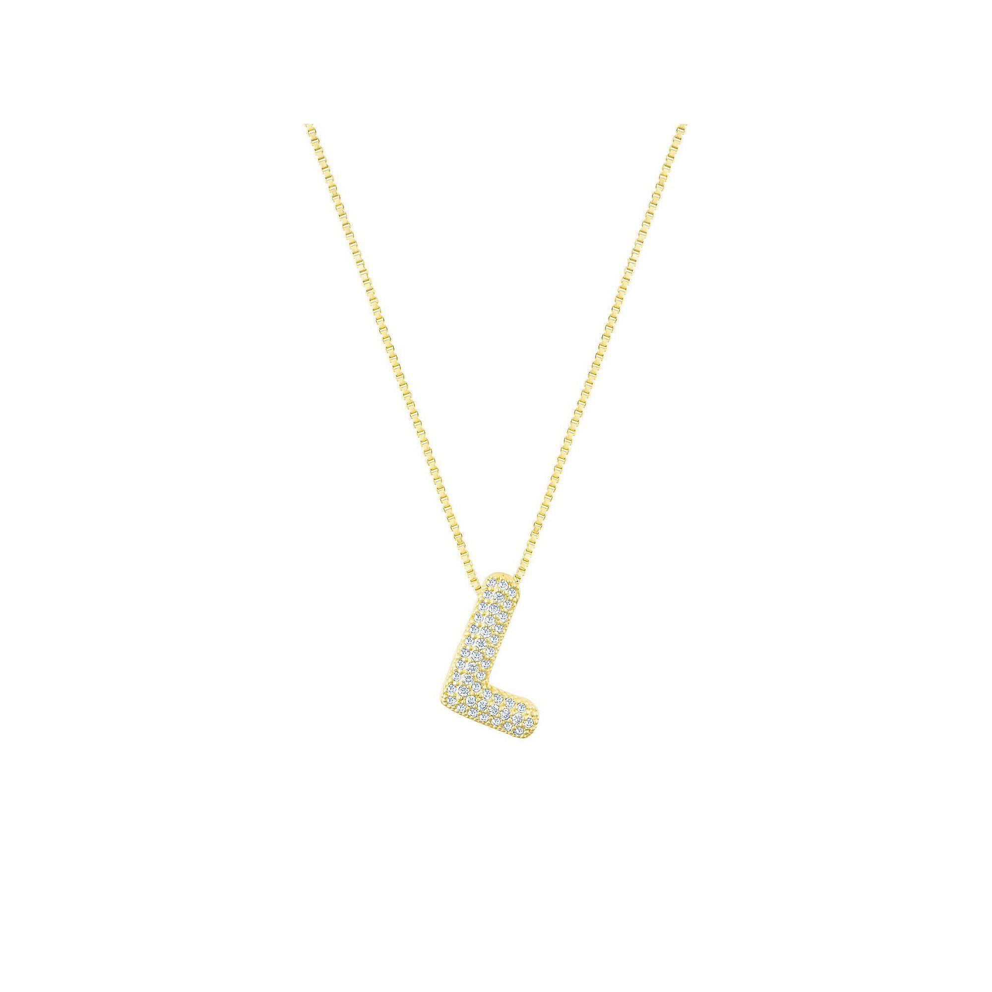 Adornia 14k Gold Plated Pave Bubble Letter Necklace, Womens, Size: 18