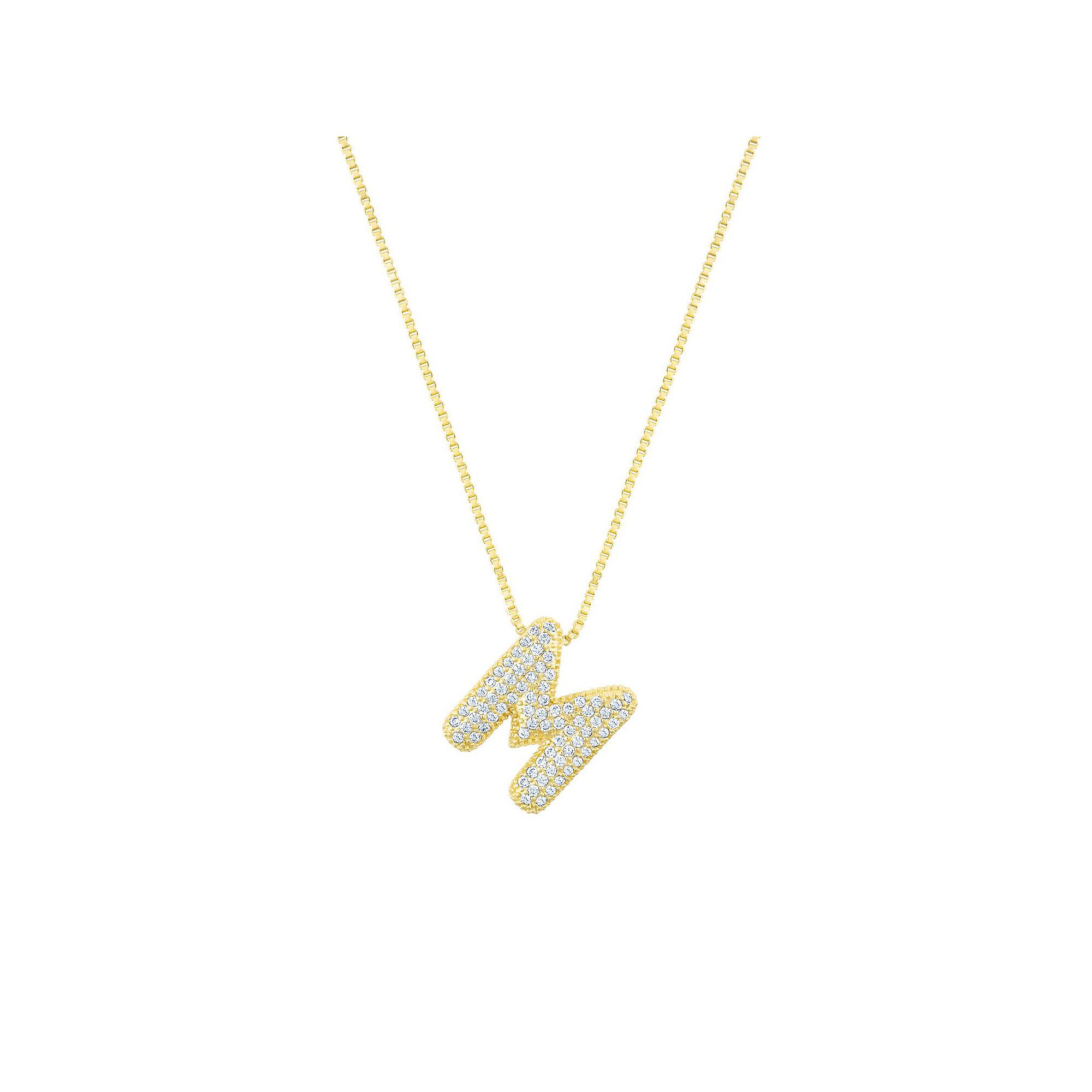 Adornia 14k Gold Plated Pave Bubble Letter Necklace, Womens, Size: 18