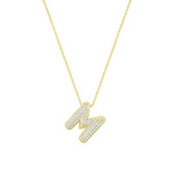 Adornia 14k Gold Plated Pave Bubble Letter Necklace
