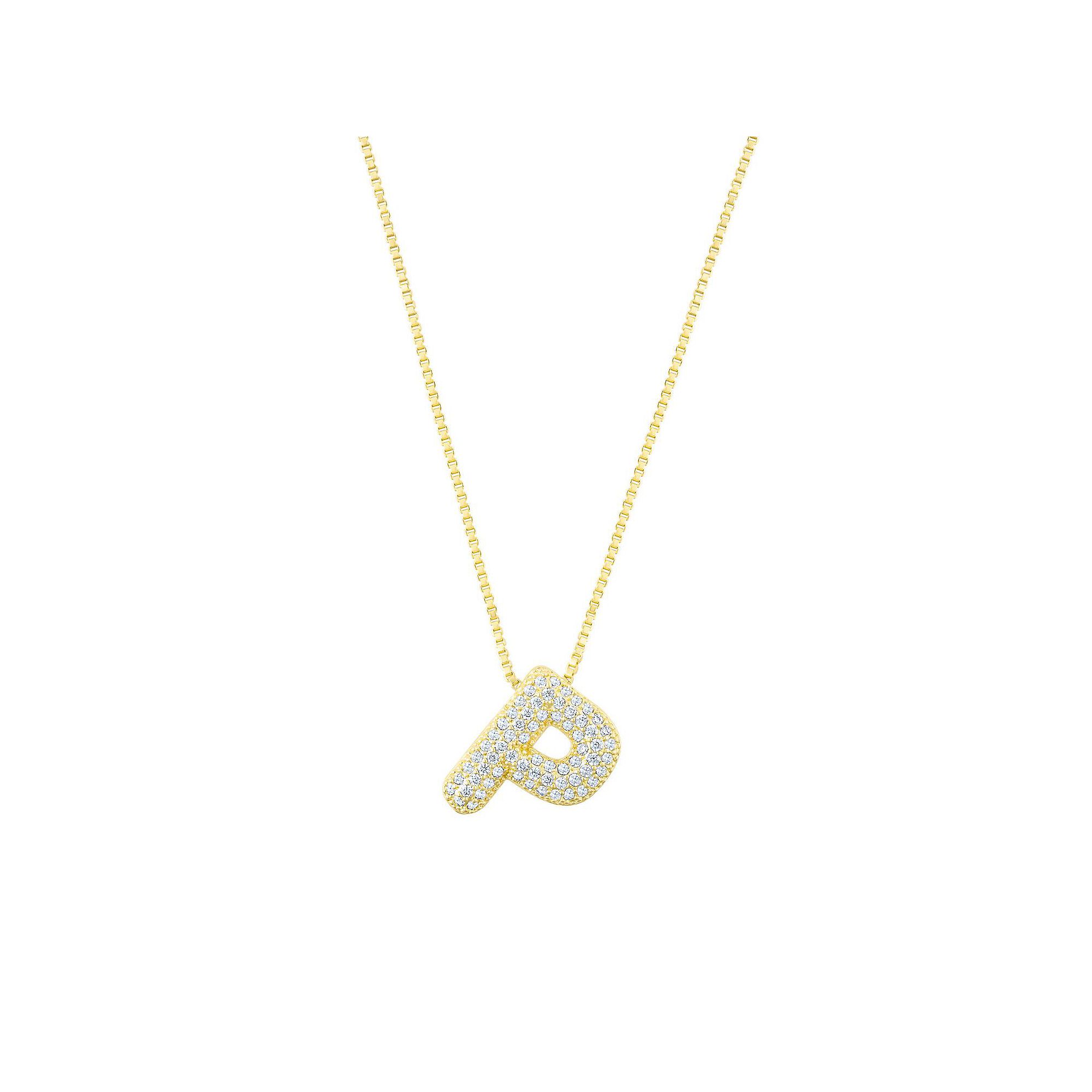 Adornia 14k Gold Plated Pave Bubble Letter Necklace, Womens, Size: 18