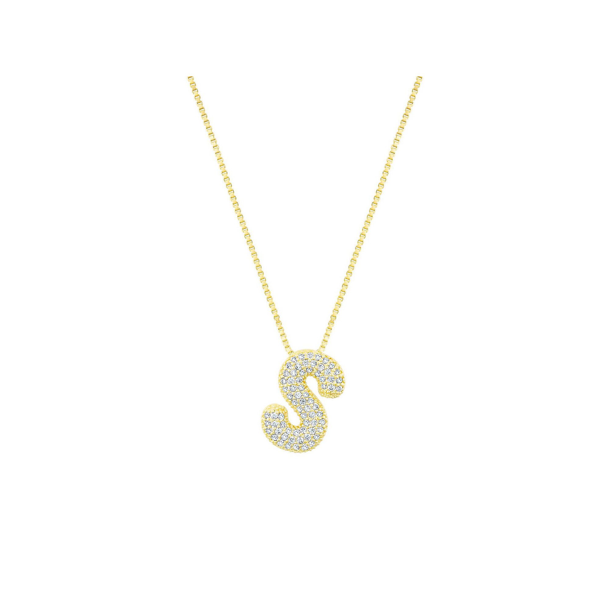 Adornia 14k Gold Plated Pave Bubble Letter Necklace, Womens, Size: 18