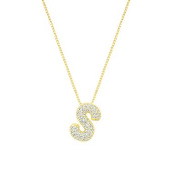 Adornia 14k Gold Plated Pave Bubble Letter Necklace