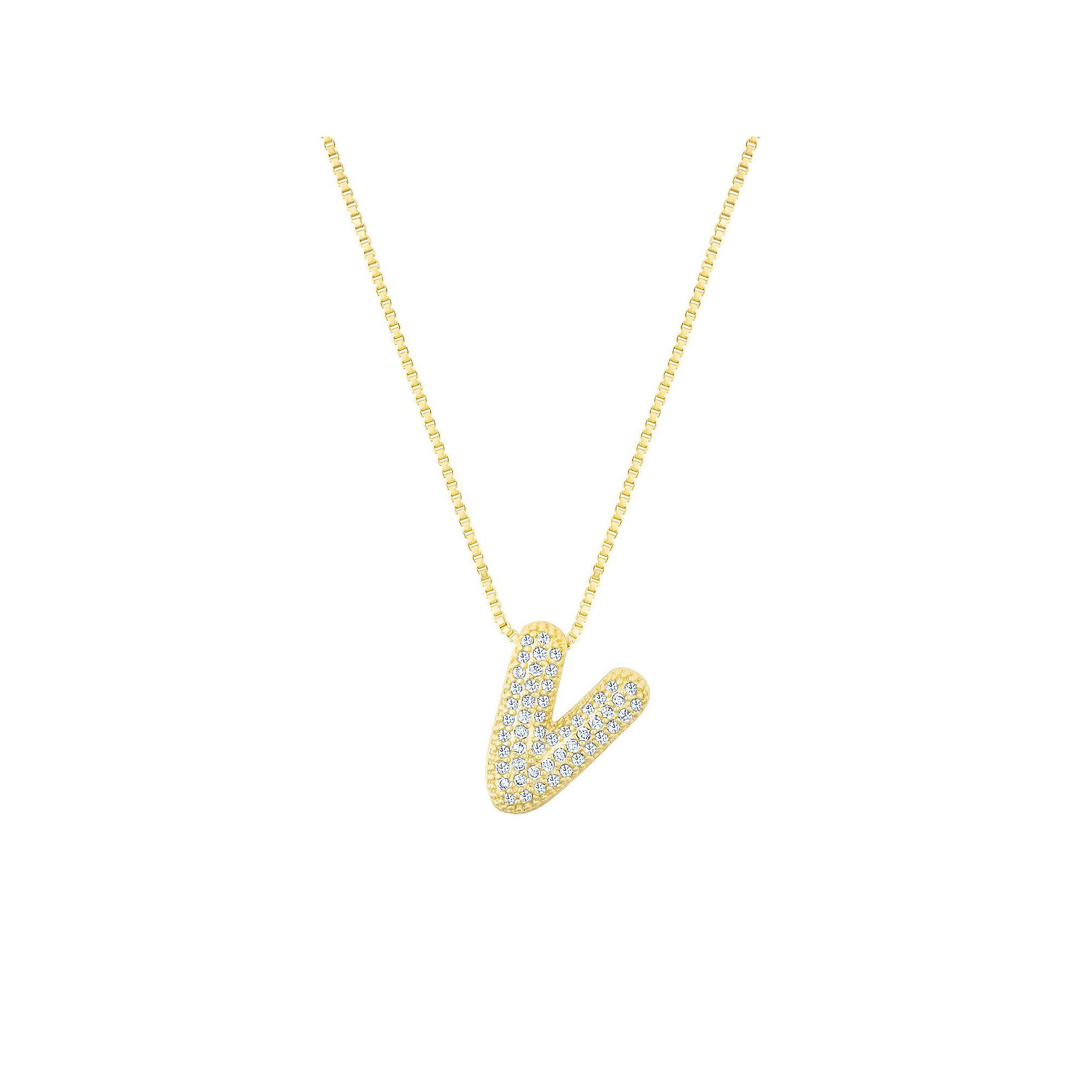 Adornia 14k Gold Plated Pave Bubble Letter Necklace, Womens, Size: 18