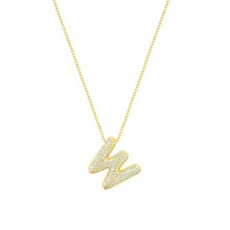 Adornia 14k Gold Plated Pave Bubble Letter Necklace