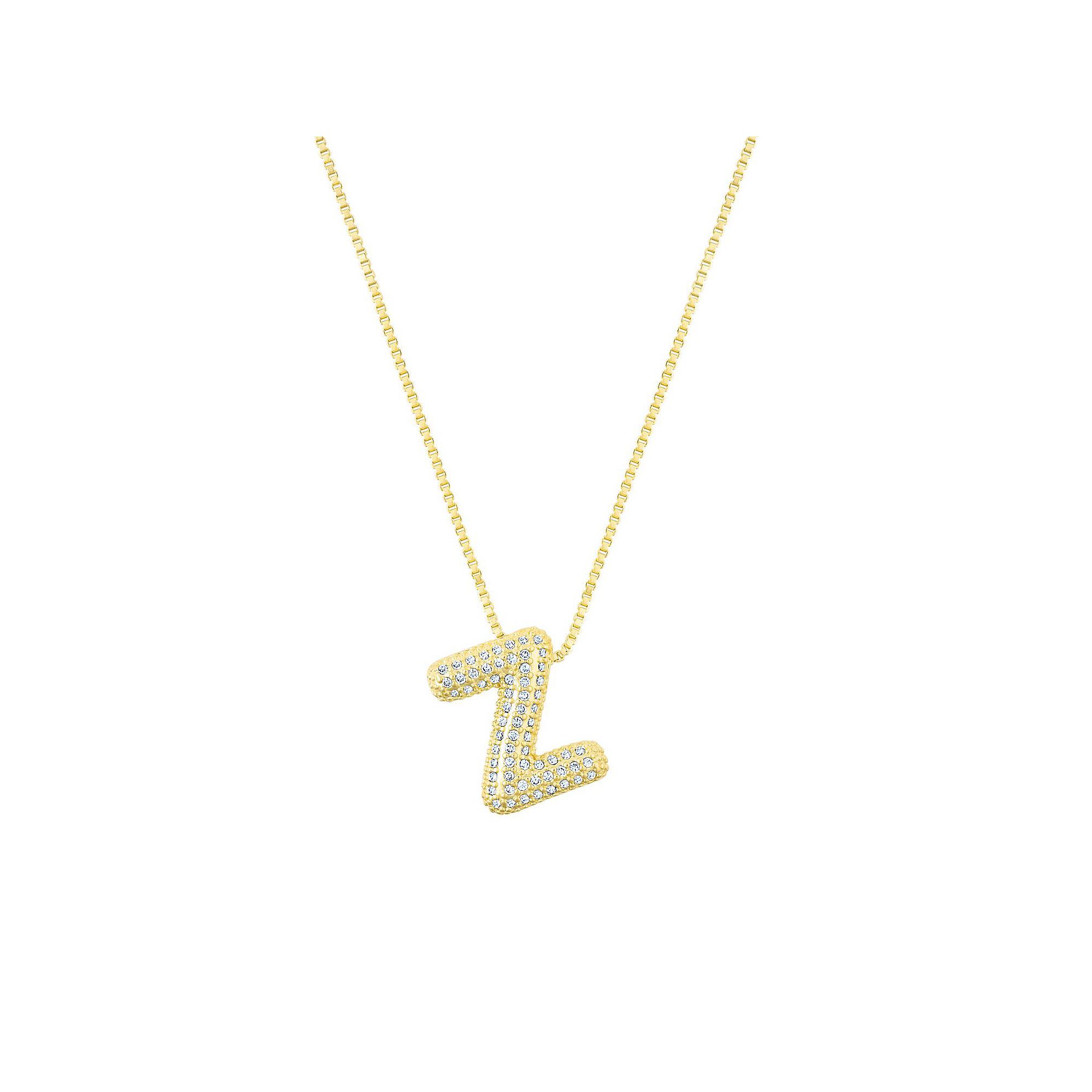 Adornia 14k Gold Plated Pave Bubble Letter Necklace, Womens, Size: 18