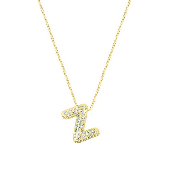 Adornia 14k Gold Plated Pave Bubble Letter Necklace - Z
