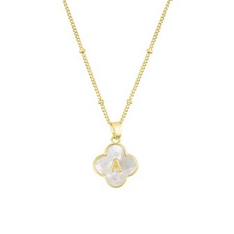 Adornia 14k Gold Plated Mother-of-Pearl Initial Clover Necklace