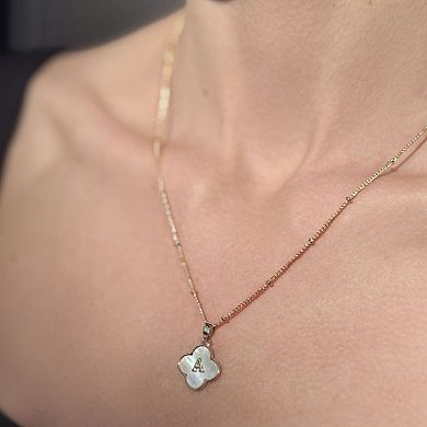 Adornia 14k Gold Plated Mother-of-Pearl Initial Clover Necklace