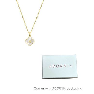Adornia 14k Gold Plated Mother-of-Pearl Initial Clover Necklace