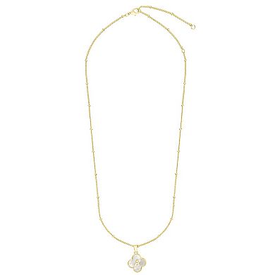 Adornia 14k Gold Plated Mother-of-Pearl Initial Clover Necklace