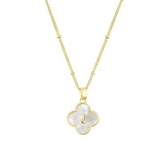 Adornia 14k Gold Plated Mother-of-Pearl Initial Clover Necklace