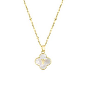 Adornia 14k Gold Plated Mother-of-Pearl Initial Clover Necklace