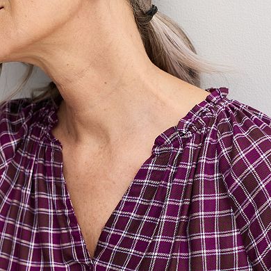 Women's Croft & Barrow® Split Neck Drapey Blouse