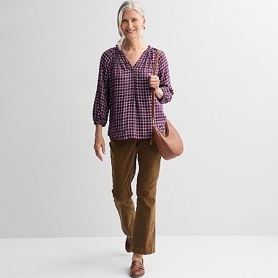 Women's Croft & Barrow® Split Neck Drapey Blouse