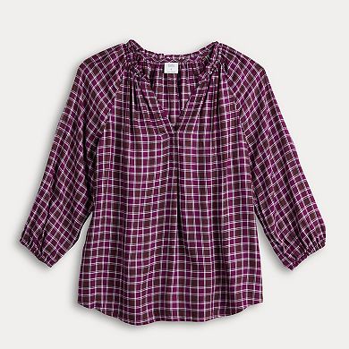 Women's Croft & Barrow® Split Neck Drapey Blouse