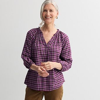 Women's Croft & Barrow® Split Neck Drapey Blouse