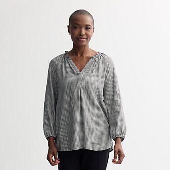 Women's Croft & Barrow® Split Neck Drapey Blouse