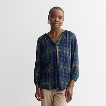 Women's Croft & Barrow® Split Neck Drapey Blouse