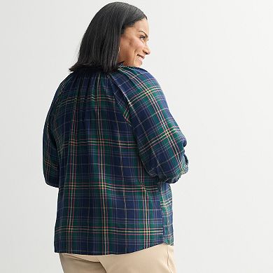 Plus Size Croft & Barrow® Split Neck Drapey Blouse