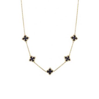 Adornia 14k Gold Plated Black Floral Station Necklace