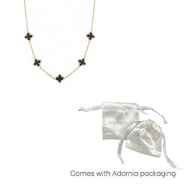 Adornia 14k Gold Plated Black Floral Station Necklace