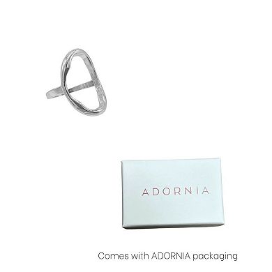 Adornia Plated Open Hammered Oval Ring