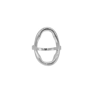 Adornia Plated Open Hammered Oval Ring