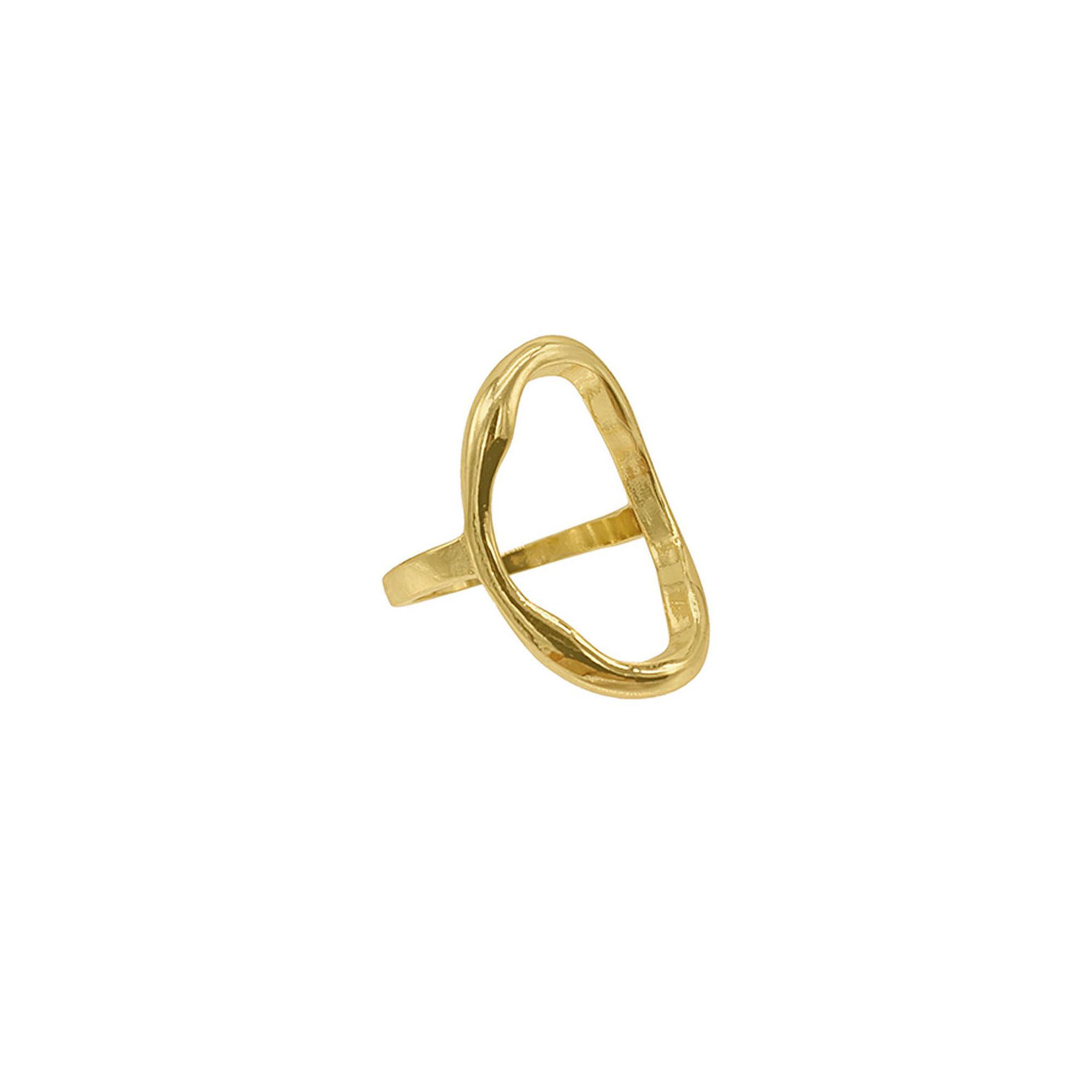 Adornia Plated Open Hammered Oval Ring, Womens, Size: 9, Gold Tone