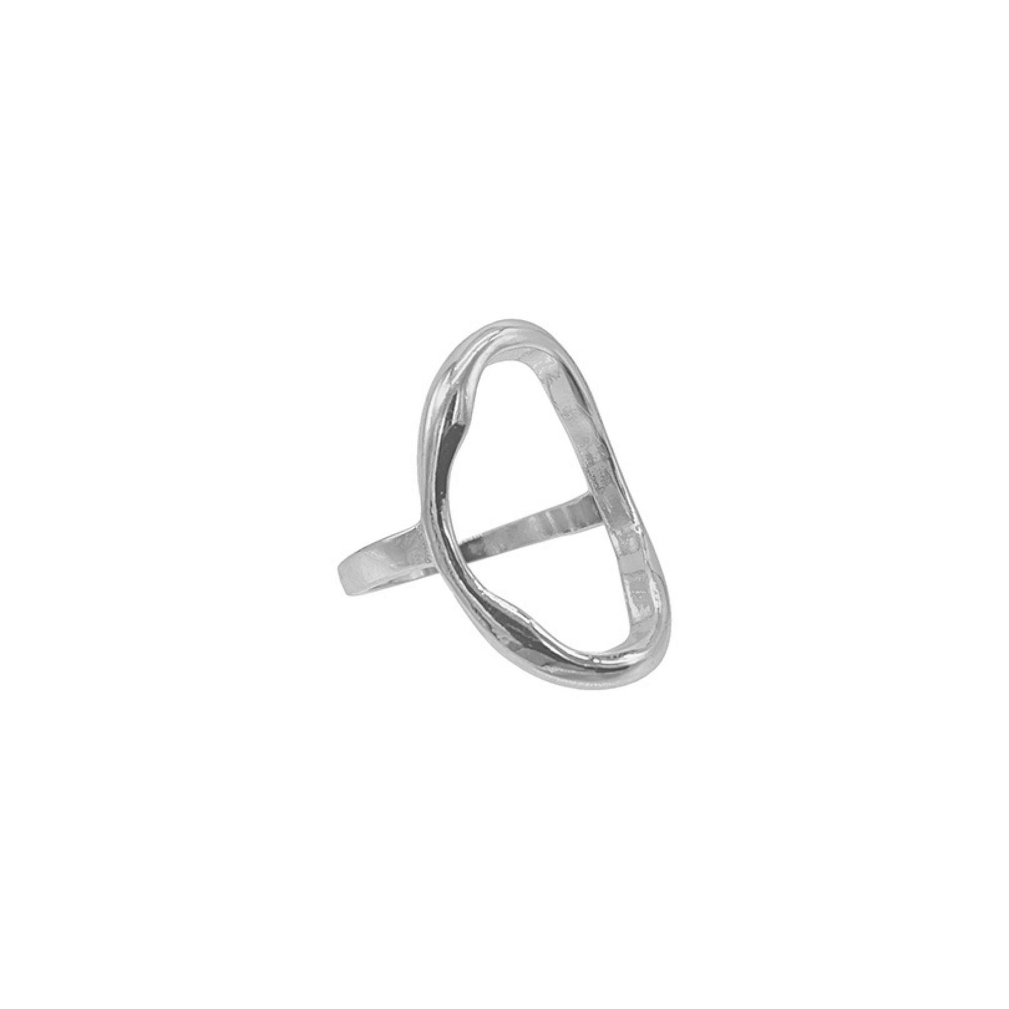 Adornia Plated Open Hammered Oval Ring, Womens, Size: 7, Silver Tone
