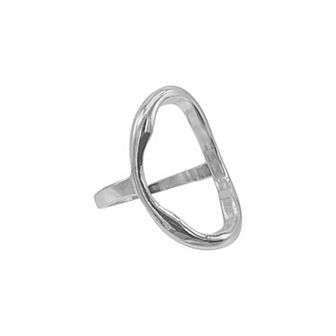 Adornia Plated Open Hammered Oval Ring