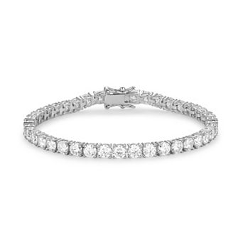 Classic Treasures Sterling Silver Lab-Created Moissanite Tennis Bracelet
