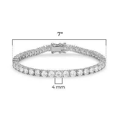 Classic Treasures Sterling Silver Lab-Created Moissanite Tennis Bracelet