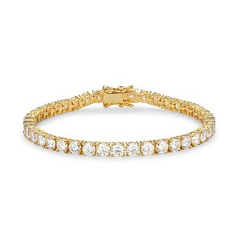 Classic Treasures 18k Gold Plated Silver Lab-Created Moissanite Tennis Bracelet