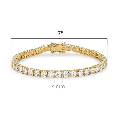 Classic Treasures 18k Gold Plated Silver Lab-Created Moissanite Tennis Bracelet