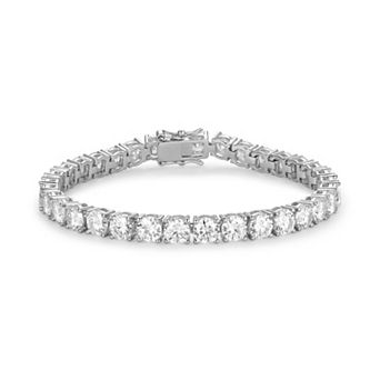 Classic Treasures Sterling Silver Lab-Created Moissanite Tennis Bracelet