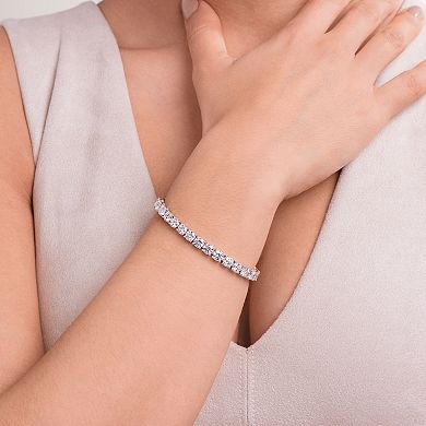 Classic Treasures Sterling Silver Lab-Created Moissanite Tennis Bracelet