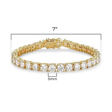 Classic Treasures 18k Gold Plated Silver Lab-Created Moissanite Tennis Bracelet