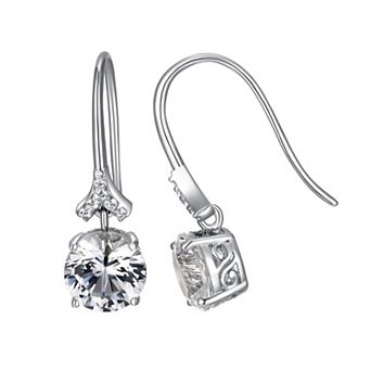 Classic Treasures Sterling Silver Lab-Created Moissanite Round Dangle Earrings