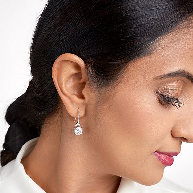 Classic Treasures Sterling Silver Lab-Created Moissanite Round Dangle Earrings
