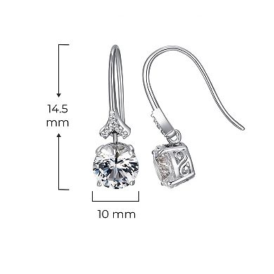 Classic Treasures Sterling Silver Lab-Created Moissanite Round Dangle Earrings