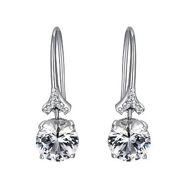 Classic Treasures Sterling Silver Lab-Created Moissanite Round Dangle Earrings