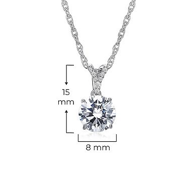 Classic Treasures Sterling Silver Lab-Created Moissanite Pendant Necklace