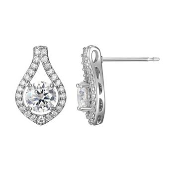 Classic Treasures Sterling Silver Lab-Created Moissanite Teardrop Earrings