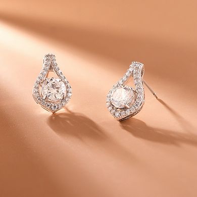 Classic Treasures Sterling Silver Lab-Created Moissanite Teardrop Earrings