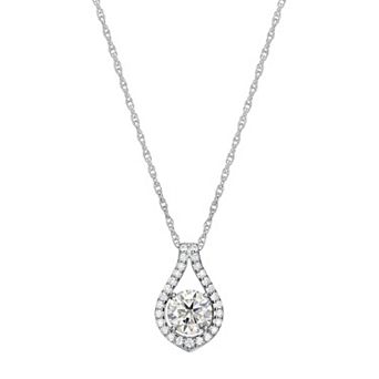 Classic Treasures Sterling Silver Lab-Created Moissanite Teardrop Pendant Necklace