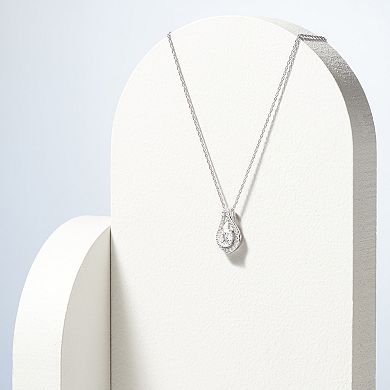 Classic Treasures Sterling Silver Lab-Created Moissanite Teardrop Pendant Necklace